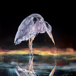 He Waits... He Watches... by Debbie Boon - Original Painting on Box Canvas sized 40x40 inches. Available from Whitewall Galleries